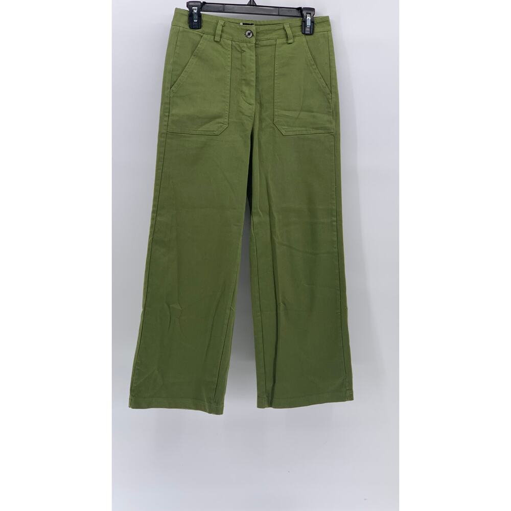 JOHANNA PARIS Women’s Dark Green Denim High Rise Wide-Leg Pant SZ M